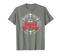 dans Horror We Trust Spooky Skull Eye Gothic Men Macabre T-Shirt, Homme, Vert Kaki chiné, 3XL