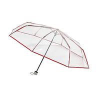 Dans l'air du temps Parapluie Pliant Transparent pour Femme - Ultra Léger & Compact - Large Protection de 110Cm de Diamètre - Toile PVC de Haute Qualité - Bordure Rouge