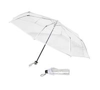 Dans l'air du temps Parapluie Pliant Transparent pour Femme - Ultra Léger & Compact - Large Protection de 110Cm de Diamètre - Toile PVC de Haute Qualité - Bordure blanche