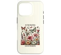dans l'attente, Dieu Travaille, Floral Vintage, Christian Coque pour iPhone 16 Pro