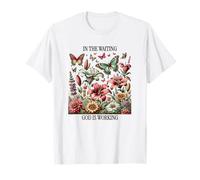 dans l'attente, Dieu Travaille, Floral Vintage, Christian T-Shirt