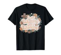 dans l'attente, Dieu Travaille, Une Fille chrétienne Boho forale T-Shirt