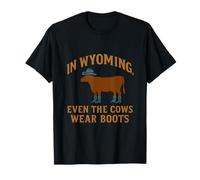 Dans le Wyoming, même les vaches portent des bottes Silhouette de vache T-Shirt