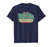 dans Les années 1970, Les Dessins animés étaient Cool Style psychédélique Groovy T-Shirt, Homme, Bleu Marine, L