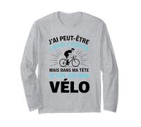 dans Ma Tête Je suis sur Mon Vélo Humour Drôle Cycliste Manche Longue