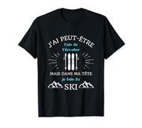 Dans ma tête ski humour skieur homme montagne skier drole T-Shirt