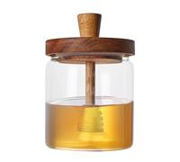 Dans, Pots à Miel Avec Pot | Tenu Distributeur Avec Couvercle En Bois - Verre De Donateur De Miel Avec Pot, Miel, Café, 500 M