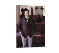 Dans Un Café-Gustave Caillebotte - Impression sur toile - Décoration d'intérieur : salon - 50 x 75 cm