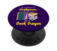 dans Un Monde de vers de Livres, Soyez Un Dragon de Livres Amusants PopSockets PopGrip Adhésif