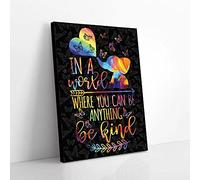 Dans un monde où tout peut être possible, soyez gentil, impressions sur toile d'éléphant LGBT, art mural