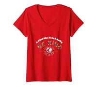 dans Un Monde où tu Peux être Tout ce Que tu Veux, sois Gentil T-Shirt avec Col en V, Femme, Rouge, M