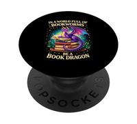dans Un Monde Plein de vers de bibliothèque, Soyez Un passionné de Livres Dragon Book PopSockets PopGrip Adhésif