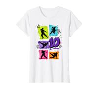 Danse 10 Ans Anniversaire Hip Hop Breakdance Graffiti T-Shirt Graphique avec Valeur, Femme, Blanc, L