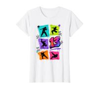 Danse 13 Ans Anniversaire Hip Hop Breakdance Graffiti T-Shirt Graphique avec Valeur, Femme, Blanc, L