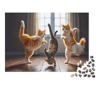 Danse Chats Fun Puzzle 1000 Pièces Carton Robuste pour Collectionneurs, Puzzle Ultra-Difficile, Jeu De Fête, Meilleur Cadeau pour Collectionneurs Passionnés De Puzzles 52x38cm/1000pcs