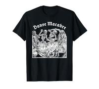 Danse de la Mort, Squelette médiéval Effrayant Danse Macabre T-Shirt Graphique avec Valeur