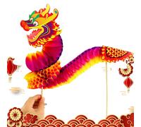 Danse du Dragon du Nouvel an Chinois - Petit Ensemble de Bricolage en Papier Dragon | Marionnette Dragon en Papier Nouvel an, Jouets éducatifs et créatifs pour la décoration de la Maison