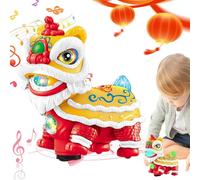 Danse du Lion - Jouet Électrique, Mouvement Automatique De La Tête, Art Populaire Culturel Chinois Traditionnel, Fonction De Lumière Musicale Intégrée, Totem De Richesse, De Prospérité, De Bonne