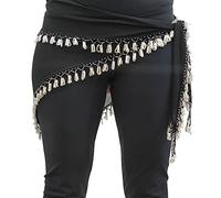 Danse du ventre Foulard cadérin égyptien triangulaire avec perles idéal pour les pratiques et chorégraphies de la danse orientale 145 cm, Noir Perles argentées