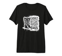 Danse en Ligne Country Humour Citation Chien T-Shirt Haut de Gamme