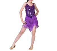 Danse Fille Enfant Robe de Danse Latine Frangé sans Manches Robe Latine Jazz Rumba Salsa Valse Tango Costume Spectacle 1PC