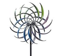 Danser Moulin à Vent Solaire en métal 40cm - Décoration de Jardin cinétique - Sculptures & Statues pour Patio/Avalanche - Réversible 360 degrés - Éolienne avec Piquet de Jardin en étal