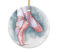 Danseuse de ballet - Décoration de Noël en céramique à suspendre - Pendentif rond pour sapin de Noël