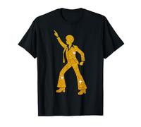 Danseuse Disco des années 70 Silhouette dorée Retro Night Fever T-Shirt