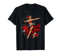 Danseuse hawaïenne confiante en Rouge T-Shirt