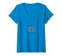 Dansez comme si Personne ne regardait Une Silhouette Joyeuse T-Shirt avec Col en V, Femme, Saphir, S