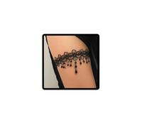Danshinbow Black Lace Jewel Necklace Goth Halloween Party creux Necklace cuisse chaine franges perles réglables collier femmes et filles jambes chaine (Noir-Chaîne de jambes)