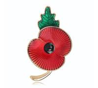 Danshinbow Broche Papaver de la Légion britannique Ondulations du Souvenir Tige de Coquelicot Doré Broche pour Femmes et Filles, Métal