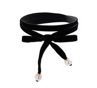 Danshinbow Collier ras du cou avec perles rondes et ruban de soie noire - Collier punk réglable pour femmes et filles, Métal