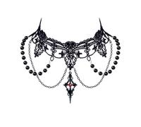 Danshinbow Ensemble collier ras du cou avec pendentif en dentelle et boucles d'oreilles pour femme, taille unique, Métal, Pas de gemme