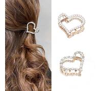 Danshinbow Lot de 2 barrettes à cheveux en métal doré avec perles et strass pour queue de cheval - Pour femmes et filles