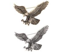 Danshinbow Lot de 2 broches vintage en forme d'aigle pour accessoires de vêtements, Métal Argent