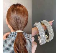 Danshinbow Lot de 2 pinces à cheveux semi-circulaires en métal avec strass pour queue de cheval