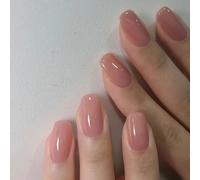 Danshinbow Lot de 24 faux ongles mi-longs à coller sur les ongles pour femmes et filles Rose nude avec strass Rose