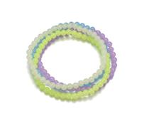 Danshinbow Lot de 4 bracelets de cheville élastiques lumineux en acrylique multicolore pour femme, Plastiques