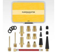 Dansi Kit de 21 adaptateurs de Valve avec Joint & Caches pour Vélo - Universel pour vélo, Voiture et Ballons - Adaptateurs pour Pompes et compresseurs - Tout-en-Un pour bricoleurs et Plein air