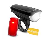 DANSI Kit d'éclairage LED pour vélo avec 30/15 lux - Éclairage de vélo à Piles avec jusqu'à 13 Heures d'autonomie - Lampe de vélo homologuée StVZO, Montage sans Outils et protégé Contre Les