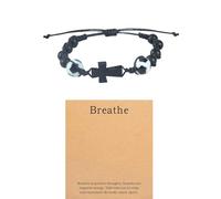 DANSOAN Bracelet de basket-ball, bracelet de baseball, cadeaux de basket-ball, de football, de baseball, avec carte Just Breathe - Bracelet en corde avec croix réglable, Small, Acrylique, Pas de gemme