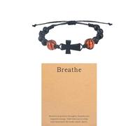 DANSOAN Bracelet de basket-ball, bracelet de baseball, cadeaux de basket-ball, de football, de baseball, avec carte Just Breathe - Bracelet en corde avec croix réglable, Small, Acrylique, Pas de gemme