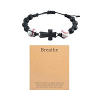 DANSOAN Bracelet de basket-ball, bracelet de baseball, cadeaux de basket-ball, de football, de baseball, avec carte Just Breathe - Bracelet en corde avec croix réglable, Small, Acrylique, Pas de gemme