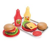 Dantoy Burger Play Food Set with Tray, Role Play Toy for Kids with 17 Pieces, Made in Denmark
