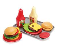 Dantoy Burger Play Food Set with Tray, Role Play Toy for Kids with 17 Pieces, Made in Denmark