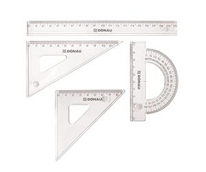 Danube 7081904pl de 00 Set de géométrie/mathématiques 4 pièces, Petite, avec trou de suspension, transparent
