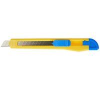 Danube 7945001-99 Cutter/Cutter de sécurité, plastique, avec blocage de sécurité, 9 mm, bleu/jaune
