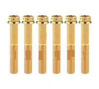 Danveey Zixinz-Vis cylindriques Boulons en Titane M10x20~90mm, Pas 1,5mm, Bride avec Trous percés, vis à tête hexagonale for Conversion de Moto, 6 pièces Résistance à la Corrosion(Gold,70mm)