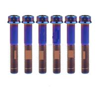 Danveey Zixinz-Vis cylindriques Boulons en Titane M10x20~90mm, Pas 1,5mm, Bride avec Trous percés, vis à tête hexagonale for Conversion de Moto, 6 pièces Résistance à la Corrosion(Burn Blue,40mm)